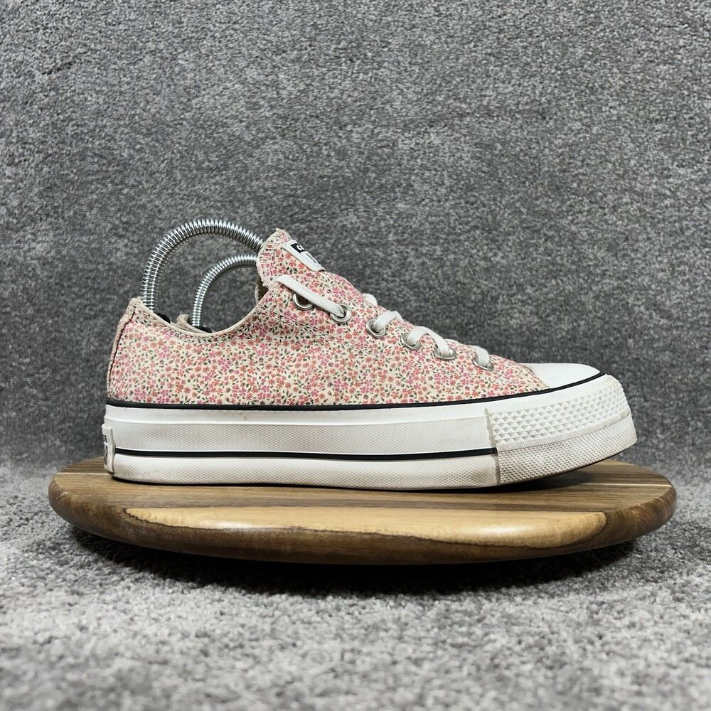 Converse Low Top Floral Print Pink Canvas Sneakers